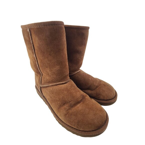 UGG Classic Suede Boot Sherling Lined Mid Calf Winter Brown